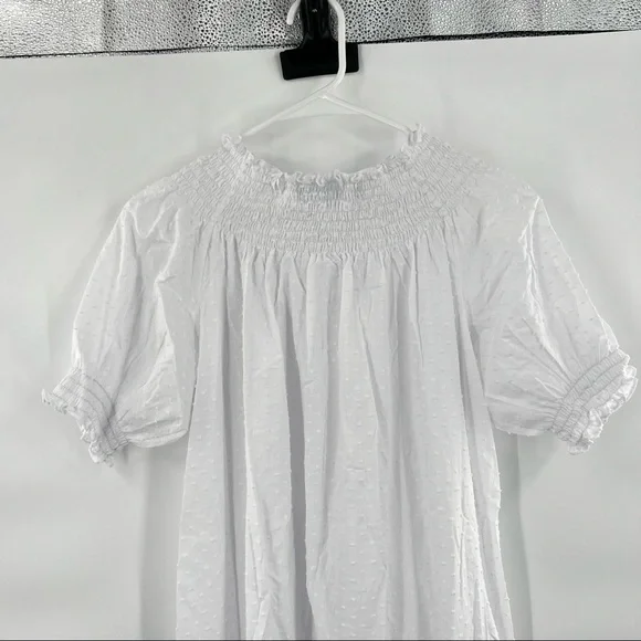 NWOT Hill House The Caroline Nap Dress White Swiss Dot Puff Short Sleeve Midi - Picture 13 of 16